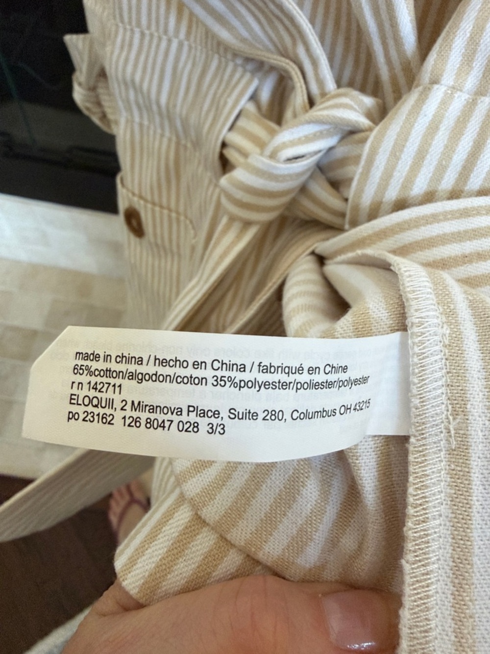 Eloquii Cream and White Striped Tie-Waist Blazer Sz 18 - Picture 7 of 12